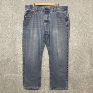 Beverly Hills Polo Club Jeans Men 38x30 Blue Denim Med Wash Whiskered Straight